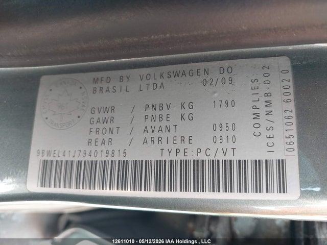 Продажа на аукционе авто 2009 Volkswagen City Golf, vin: 9BWEL41J794019815, номер лота: 12611010