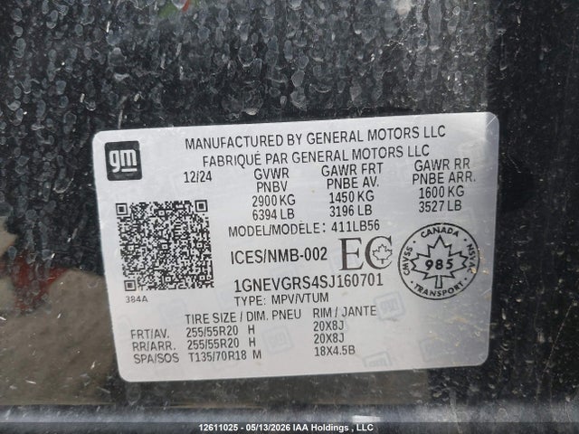1GNEVGRS4SJ160701 Chevrolet Traverse Lt