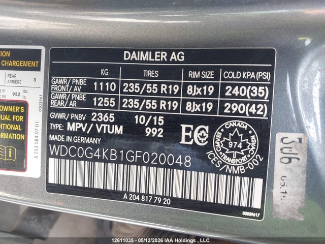 WDC0G4KB1GF020048 Mercedes-Benz Glc 300 4matic