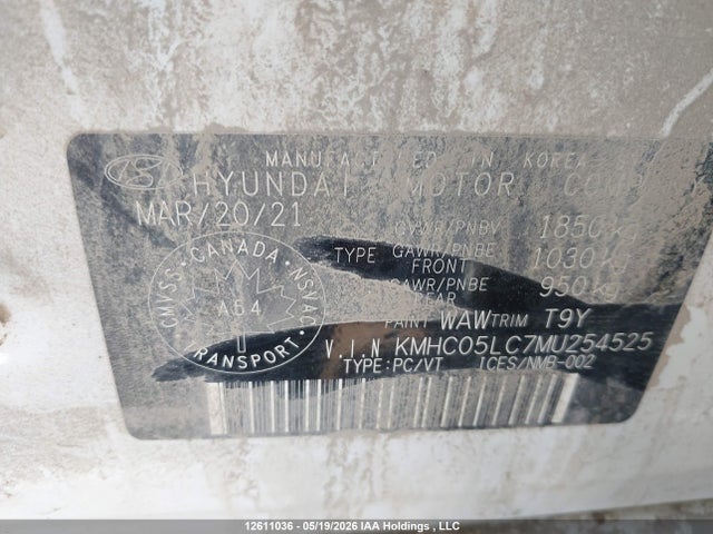 12611036 :رقم المزاد ، KMHC05LC7MU254525 vin ، 2021 Hyundai Ioniq Hybrid Ultimate مزاد بيع