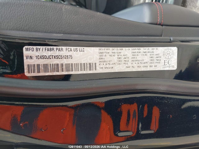 Aukcja sprzedaży 2025 Dodge Durango R/t, vin: 1C4SDJCTXSC512875, numer aukcji: 12611043