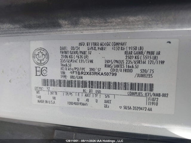 1FTBR2X83RKA50799 Ford Transit T-250