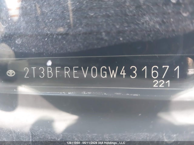 Aukcja sprzedaży 2016 Toyota Rav4 Le, vin: 2T3BFREV0GW431671, numer aukcji: 12611054