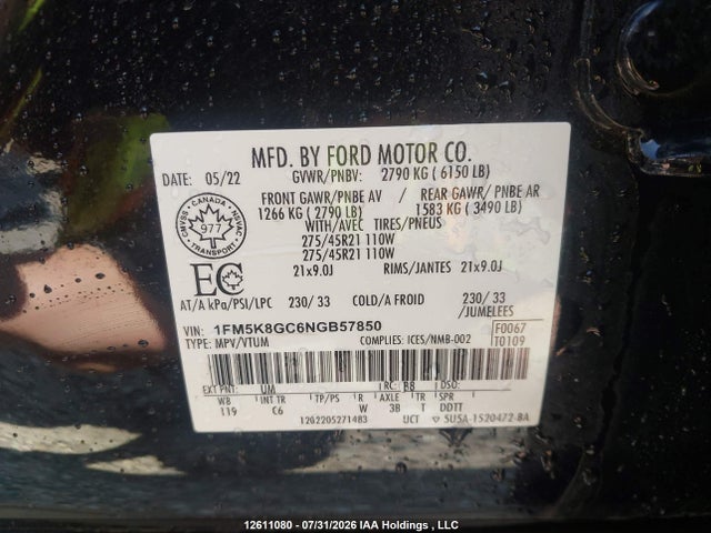 Ford Explorer St 2022 1FM5K8GC6NGB57850 Image 9