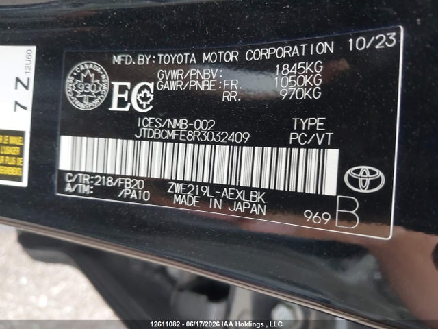 JTDBCMFE8R3032409 Toyota Corolla Hybrid