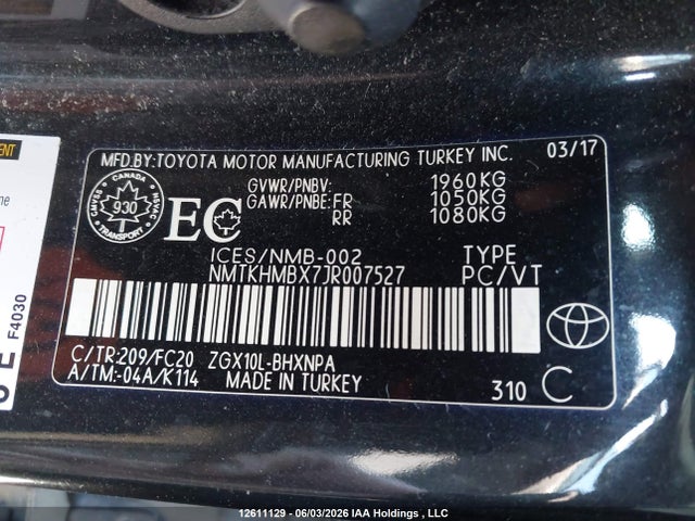Продаж на аукціоні авто 2018 Toyota C-hr, vin: NMTKHMBX7JR007527, номер лоту: 12611129