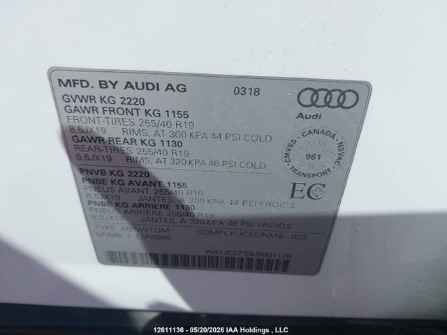 WA1JCCFS9JR031129 Audi Q3 2.0t Progressiv