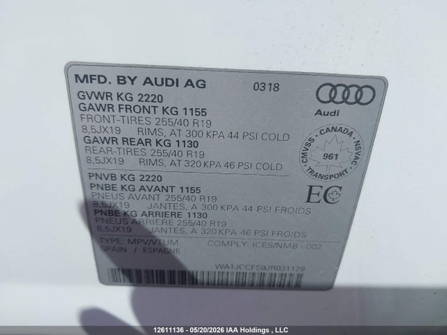 WA1JCCFS9JR031129 Audi Q3 2.0t Progressiv