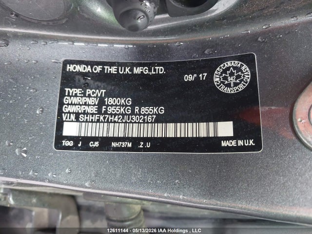 Aukcja sprzedaży 2018 Honda Civic Sport, vin: SHHFK7H42JU302167, numer aukcji: 12611144