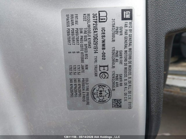 Aukcja sprzedaży 2013 Gmc Sierra K1500 Sle, vin: 3GTP2VEA7DG291914, numer aukcji: 12611156