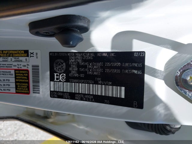 Продаж на аукціоні авто 2023 Toyota Highlander Hybrid Limited/hybrid Platinum, vin: 5TDXBRCH2PS577604, номер лоту: 12611162