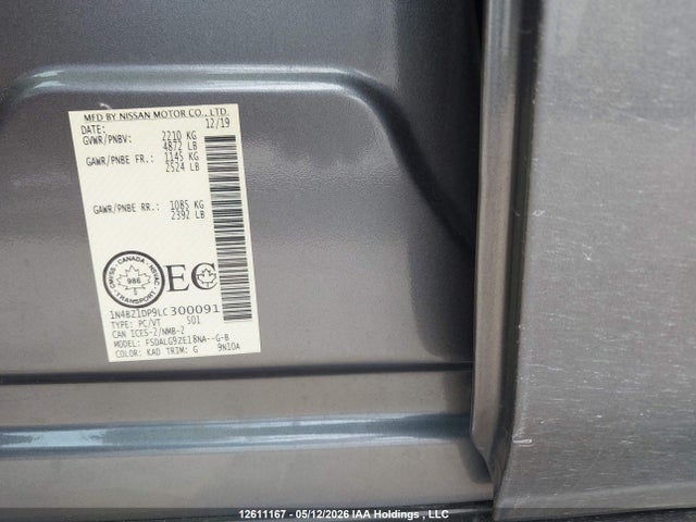Aukcja sprzedaży 2020 Nissan Leaf Sl Plus, vin: 1N4BZ1DP9LC300091, numer aukcji: 12611167