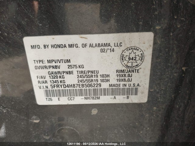 Продаж на аукціоні авто 2014 Acura Mdx Advance, vin: 5FRYD4H87EB506229, номер лоту: 12611190