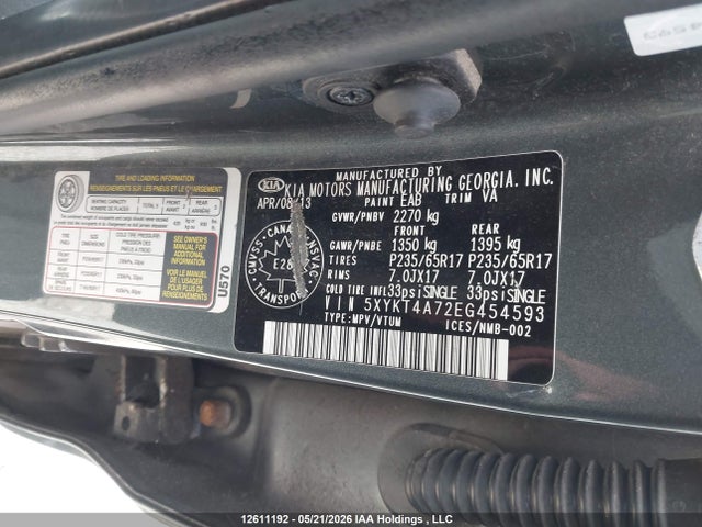 KIA Sorento Lx V6 2014 5XYKT4A72EG454593 Image 18