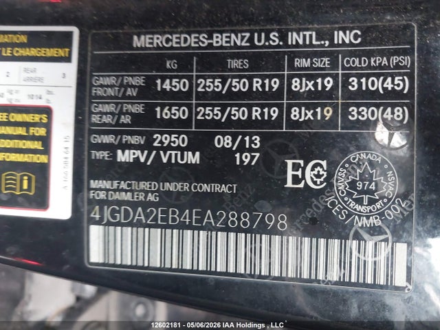 4JGDA2EB4EA288798 Mercedes-Benz Ml 350 Bluetec 4matic