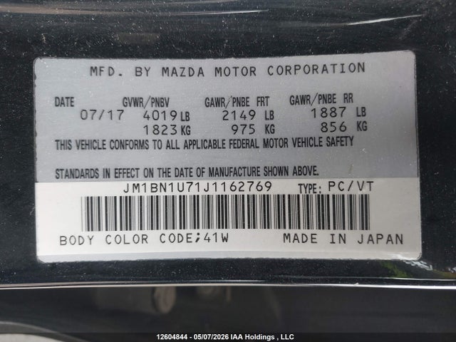 JM1BN1U71J1162769 Mazda Mazda3 Gx