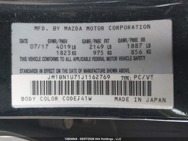 JM1BN1U71J1162769 Mazda Mazda3 Gx