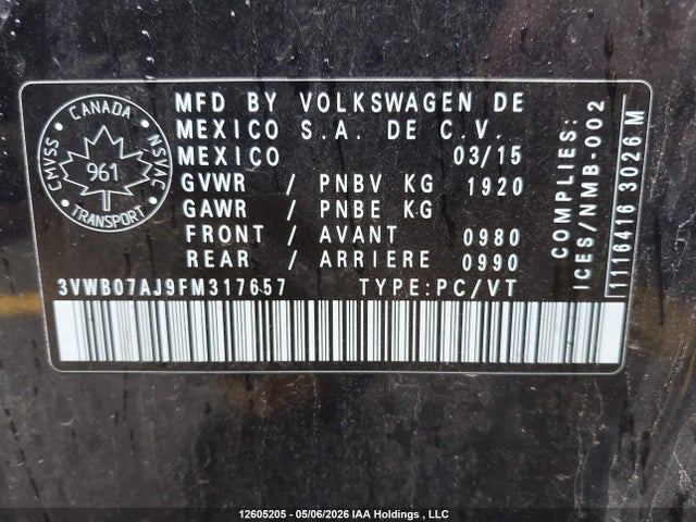 3VWB07AJ9FM317657 Volkswagen Jetta 1.8 Tsi Comfortline/1.8 Tsi Trendline+