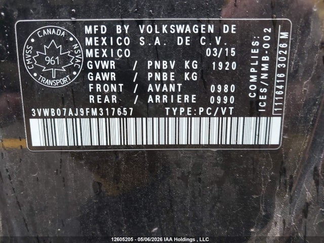 3VWB07AJ9FM317657 Volkswagen Jetta 1.8 Tsi Comfortline/1.8 Tsi Trendline+