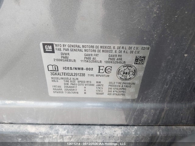 3GKALTEV2JL291238 GMC Terrain Sle