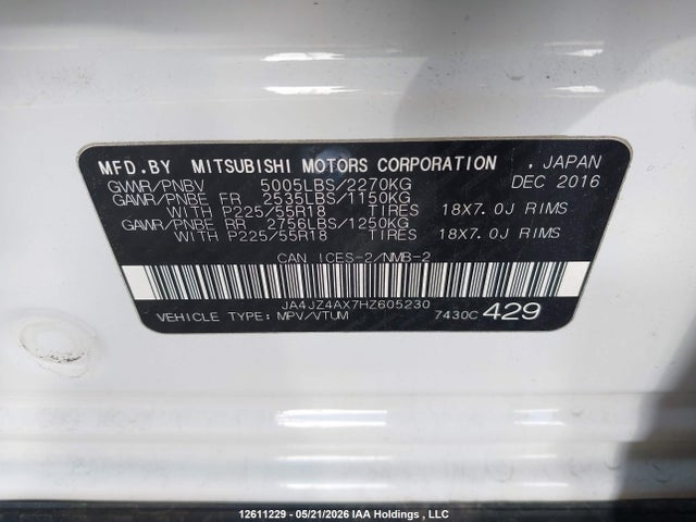 JA4JZ4AX7HZ605230 Mitsubishi OUTLANDER GT