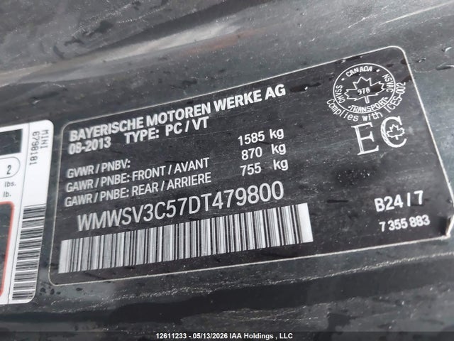 Продаж на аукціоні авто 2013 Mini Cooper S, vin: WMWSV3C57DT479800, номер лоту: 12611233