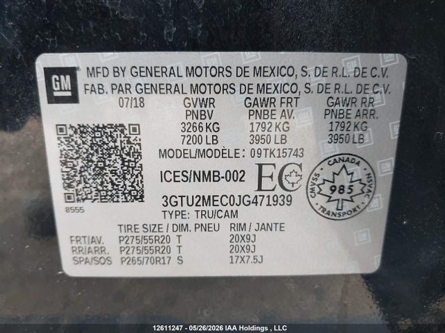 GMC Sierra 1500 Sle 2018 3GTU2MEC0JG471939 Image 9