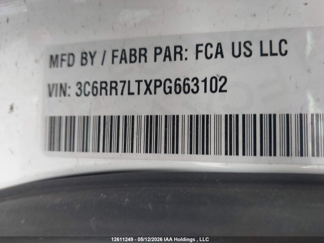 12611249 :رقم المزاد ، 3C6RR7LTXPG663102 vin ، 2023 Ram 1500 Classic Slt مزاد بيع