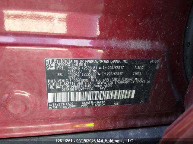2T3P1RFV1LW121820 Toyota Rav4 Xle/xle Premium
