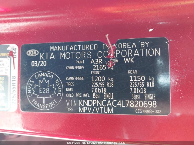 Продаж на аукціоні авто 2020 Kia Sportage Ex, vin: KNDPNCAC4L7820698, номер лоту: 12611264