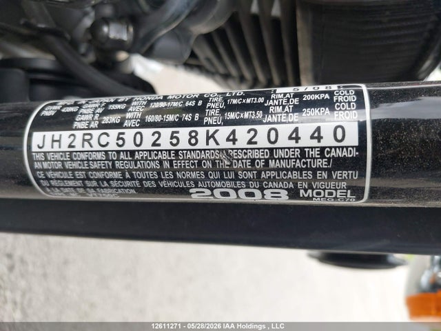 Aukcja sprzedaży 2008 Honda Vt750c Shadow Aero, vin: JH2RC50258K420440, numer aukcji: 12611271
