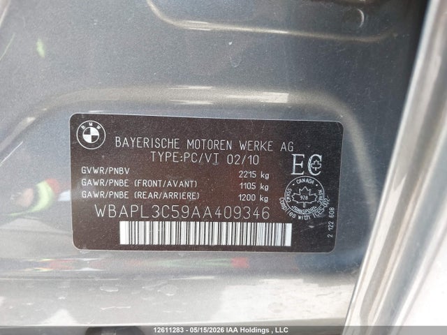 2010 Bmw 335 Xi მანქანა იყიდება აუქციონზე, vin: WBAPL3C59AA409346, აუქციონის ნომერი: 12611283