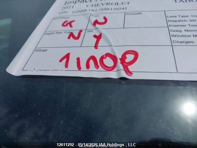 12611292 :رقم المزاد ، 1GNSKTKL7MR150241 vin ، 2021 Chevrolet Tahoe K1500 High Country مزاد بيع