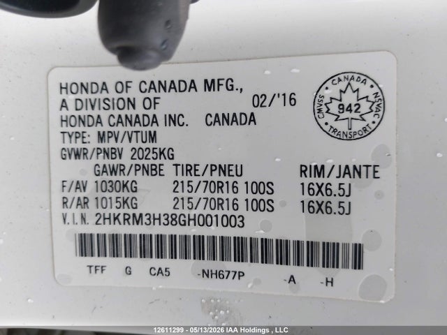 2HKRM3H38GH001003 Honda CR-V LX