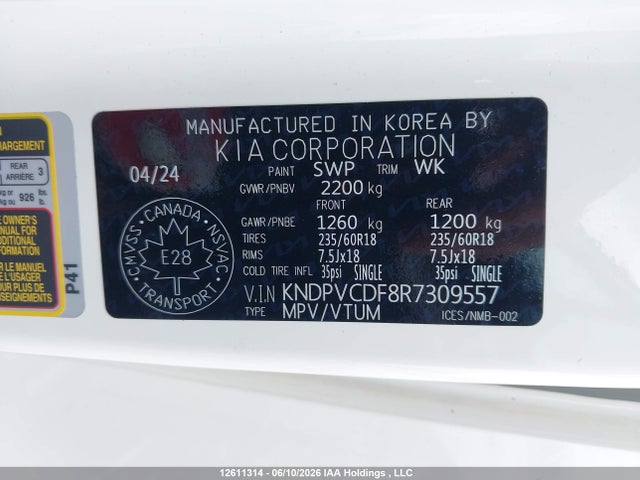 KNDPVCDF8R7309557 KIA Sportage