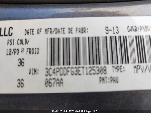 12611328 :رقم المزاد ، 3C4PDDFG3ET125308 vin ، 2014 Dodge Journey R/t مزاد بيع