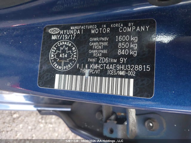 12611338 :رقم المزاد ، KMHCT4AE9HU328815 vin ، 2017 Hyundai Accent مزاد بيع