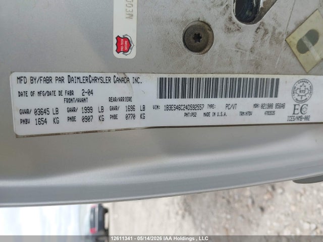 Aukcja sprzedaży 2004 Dodge Neon Sx 2.0, vin: 1B3ES46C24D592557, numer aukcji: 12611341
