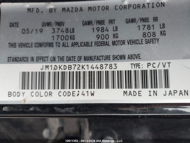 Продажа на аукционе авто 2019 Mazda Cx-3, vin: JM1DKDB72K1448783, номер лота: 12611352