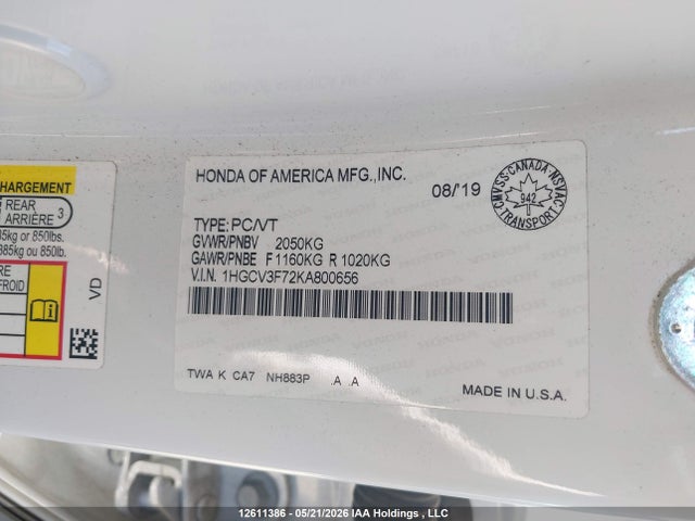 1HGCV3F72KA800656 Honda ACCORD HYBRID