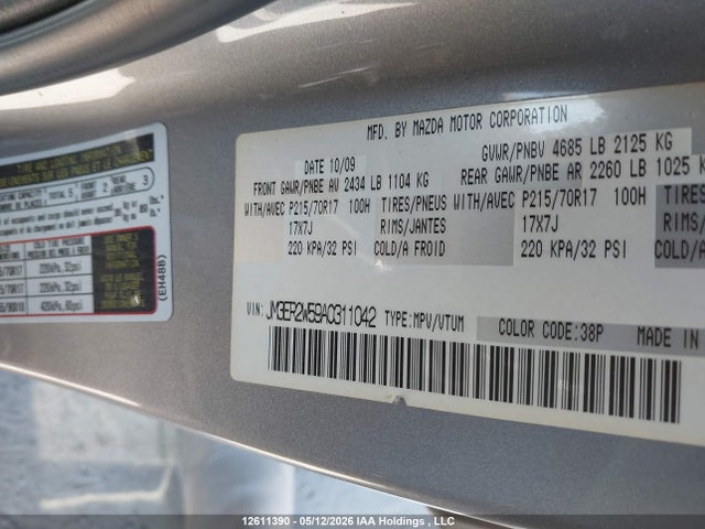 12611390 :رقم المزاد ، JM3ER2W59A0311042 vin ، 2010 Mazda Cx-7 مزاد بيع