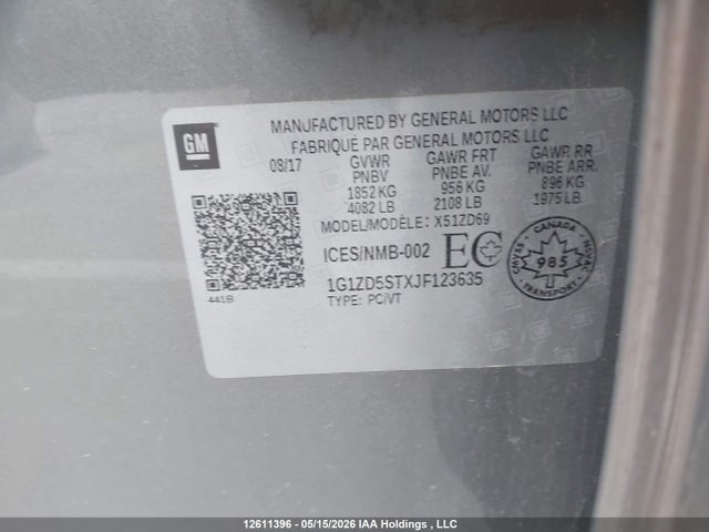Auction sale of the 2018 Chevrolet Malibu Lt, vin: 1G1ZD5STXJF123635, lot number: 12611396