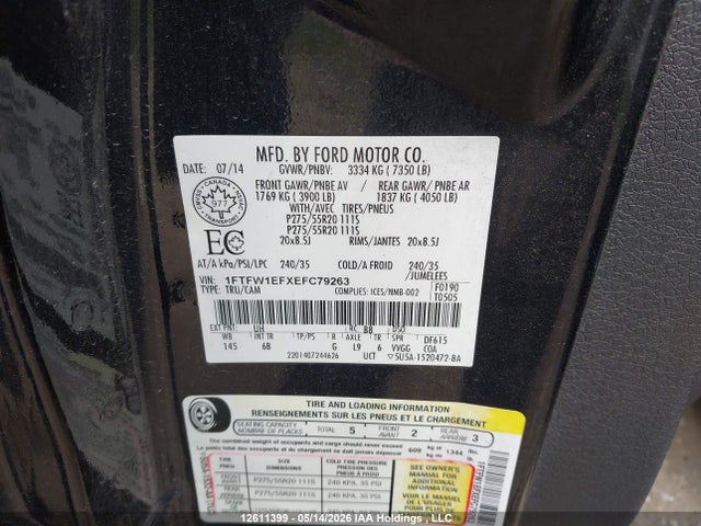 1FTFW1EFXEFC79263 Ford F-150