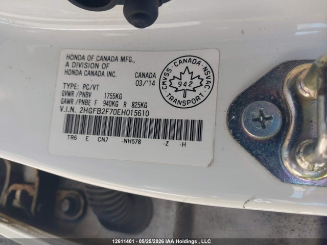 Aukcja sprzedaży 2014 Honda Civic Touring, vin: 2HGFB2F70EH015610, numer aukcji: 12611401