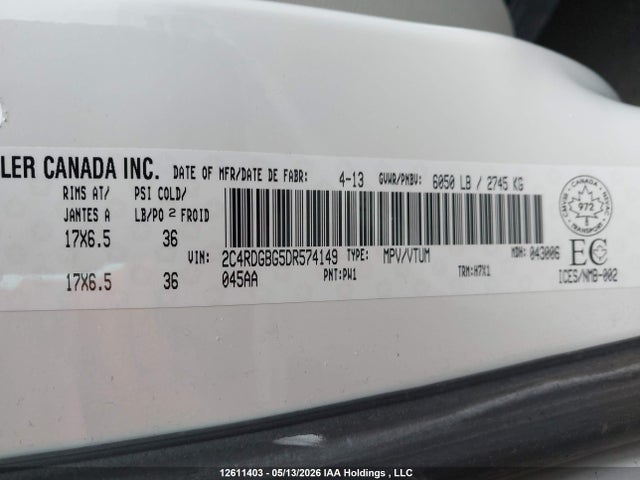 Продаж на аукціоні авто 2013 Dodge Grand Caravan, vin: 2C4RDGBG5DR574149, номер лоту: 12611403