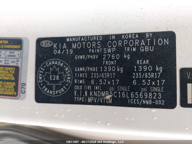 KIA Sedona 2020 KNDMB5C16L6569823 Image 17