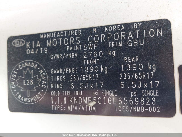 Aukcja sprzedaży 2020 Kia Sedona, vin: KNDMB5C16L6569823, numer aukcji: 12611407