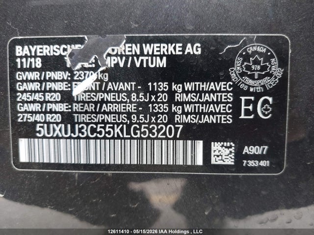 5UXUJ3C55KLG53207 BMW X4 Xdrive30i
