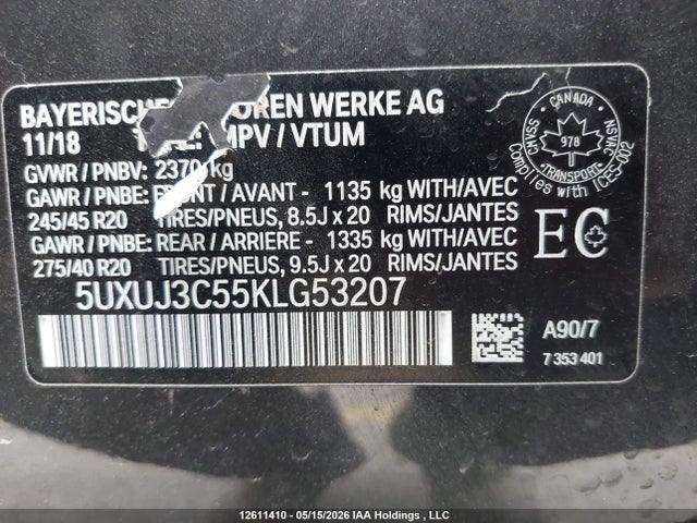 5UXUJ3C55KLG53207 BMW X4 Xdrive30i