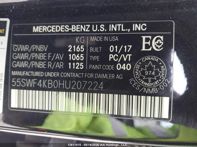 55SWF4KB0HU207224 Mercedes-Benz C 300 4matic
